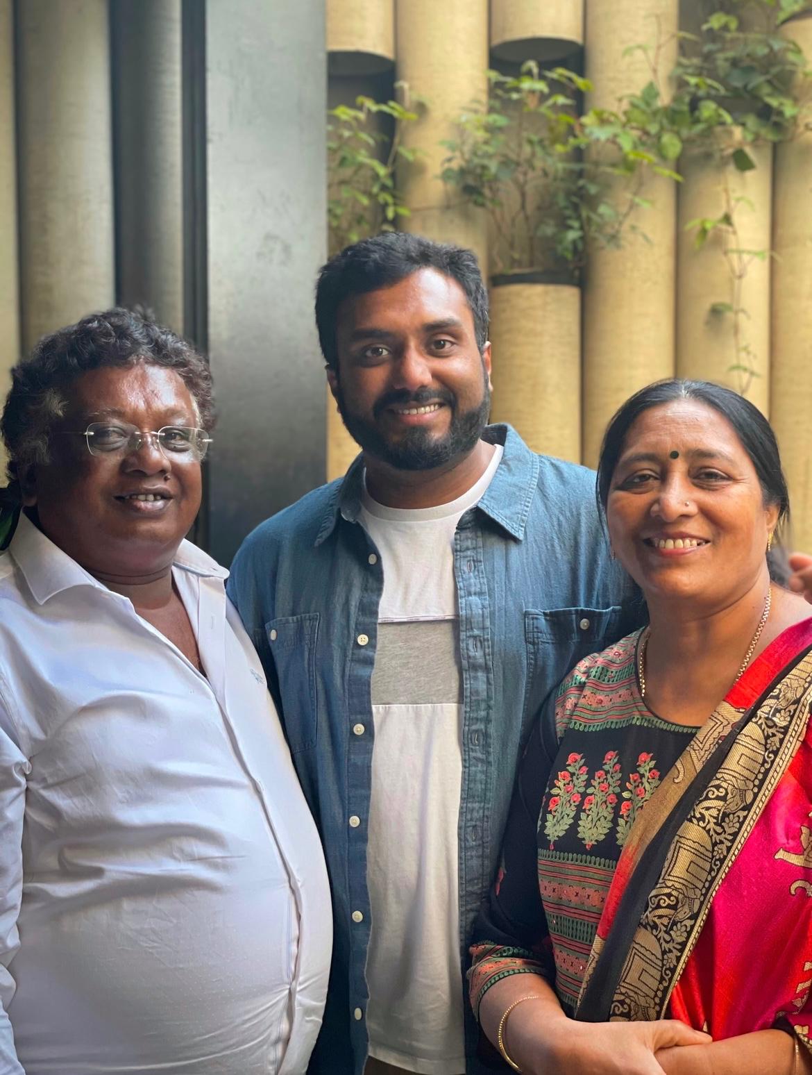 Abishek with his parents